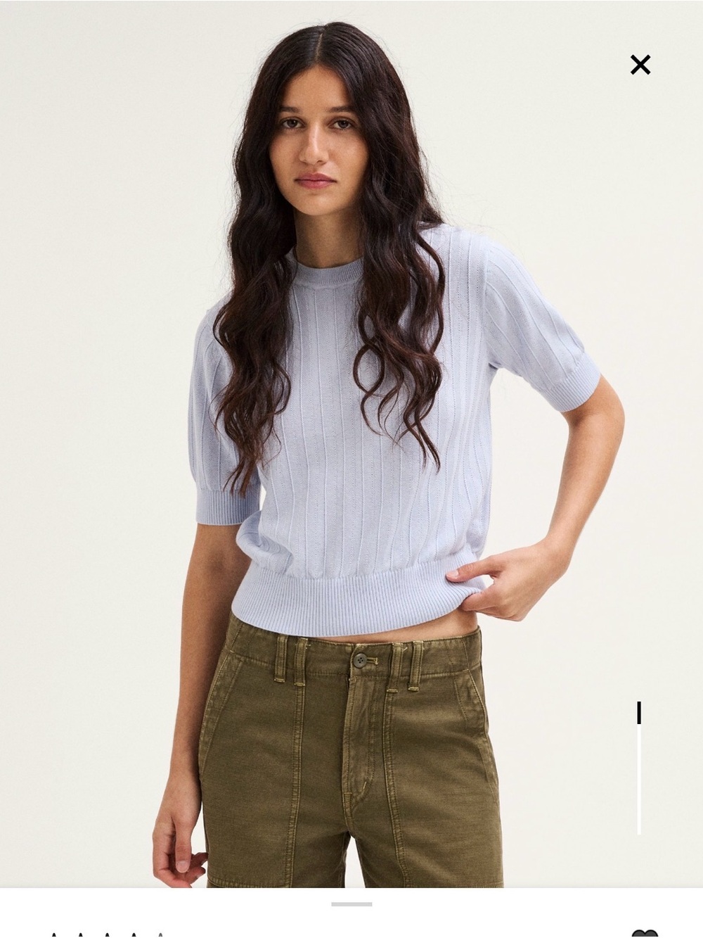 Madewell Pointelle-Stitch Crew Neck Sweater Tee